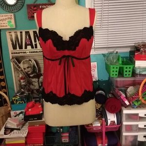 Red and black corset